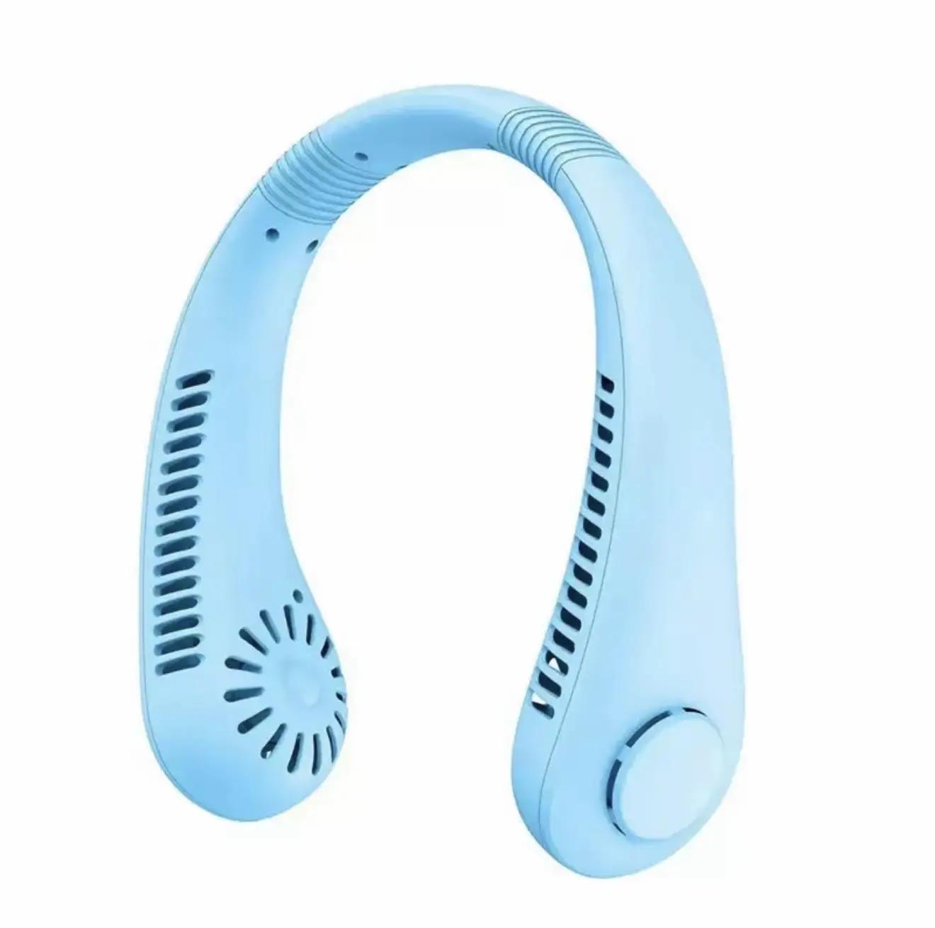 Přenosný mini ventilátor na krk, dobíjecí přes USB, bezlopatkový, s 3 rychlostmi a silným proudem vzduchu