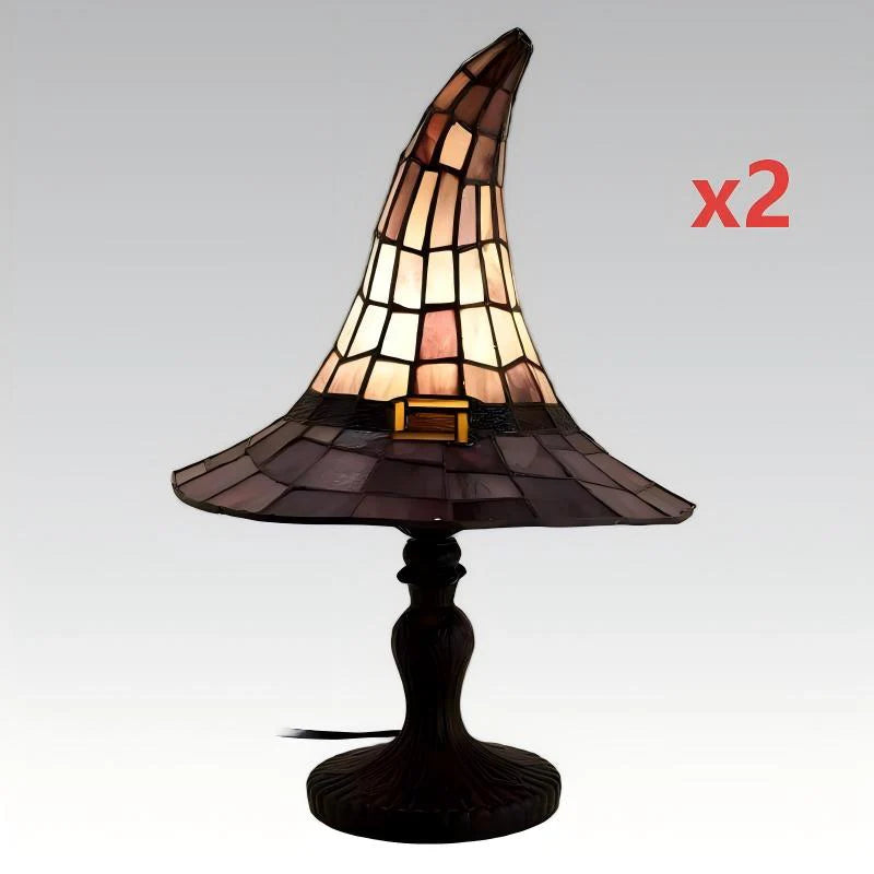 Oltářní lampa s motivem čarodějnice z barevného skla s kouzelnou atmosférou