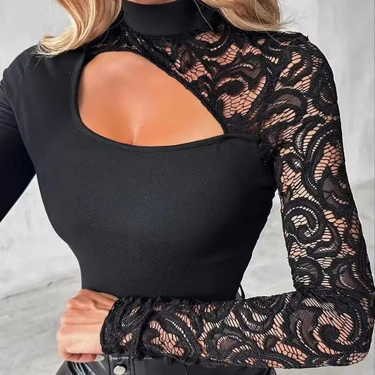 👚 Dámský top s asymetrickým výstřihem a krajkou!