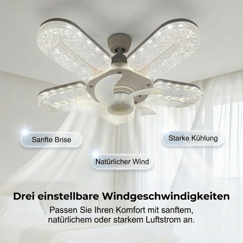 🪭✨LED ventilátorová lampa s 5 lopatkami a krystalovým efektem