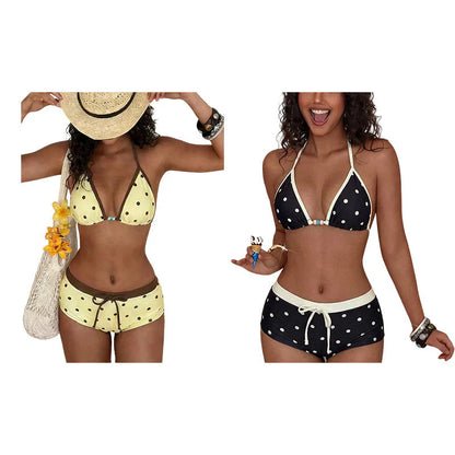 👙 Bikiny s puntíky a pásky kolem krku