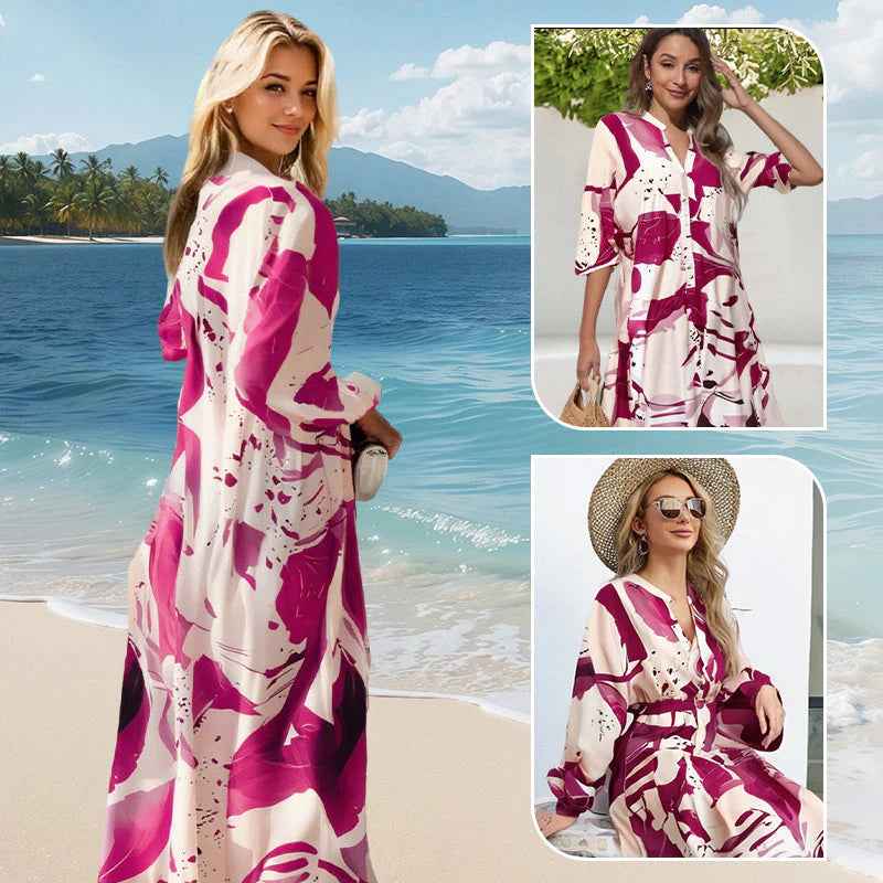 👗Dámské květinové maxišaty s výstřihem do V