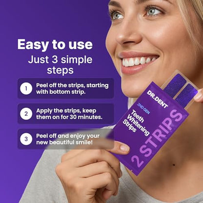 🦷Fialové bělící proužky na zuby proti zažloutnutí zubů – ústní čisticí gel pro zářivý úsměv s dlouhotrvajícím účinkem