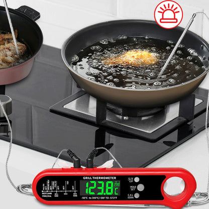 🍖 Teploměr na maso se dvěma sondami – současné měření dvou pokrmů + alarm! 🔥