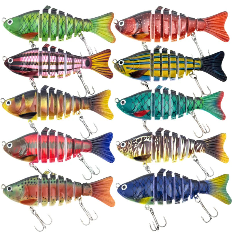 🔥🎣 Profesionální segmentovaná plovoucí nástraha – Ručně vyladěný pohyb, 3x silnější háčky, testováno na okouny v jezeře Lake Fork 🐟
