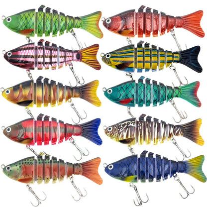 🔥🎣 Profesionální segmentovaná plovoucí nástraha – Ručně vyladěný pohyb, 3x silnější háčky, testováno na okouny v jezeře Lake Fork 🐟