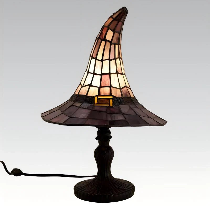 Oltářní lampa s motivem čarodějnice z barevného skla s kouzelnou atmosférou