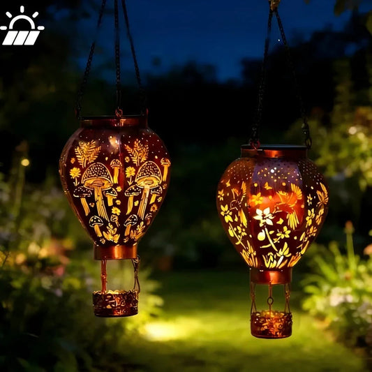 🎈Solární lampička ve tvaru horkovzdušného balónu – dekorativní osvětlení do zahrady