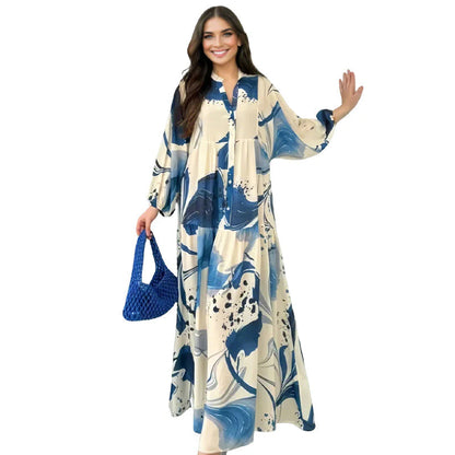 👗Dámské květinové maxišaty s výstřihem do V
