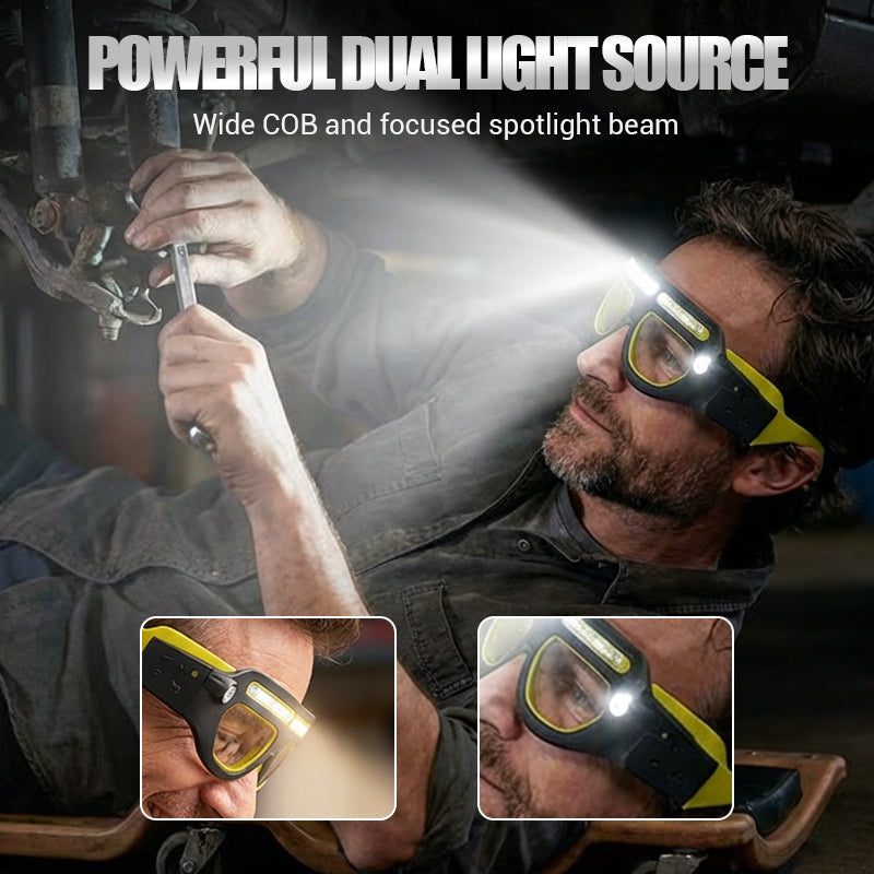 🕶️ LED čelovka na brýle 2026 s hands-free senzorem – jasné osvětlení bez volných rukou