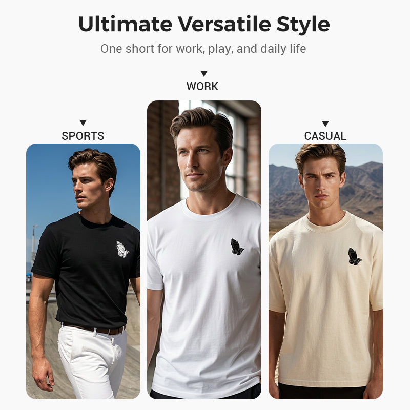 👕 Pánské tričko s motivem Modlících se rukou – výrazný a stylový design 🖤