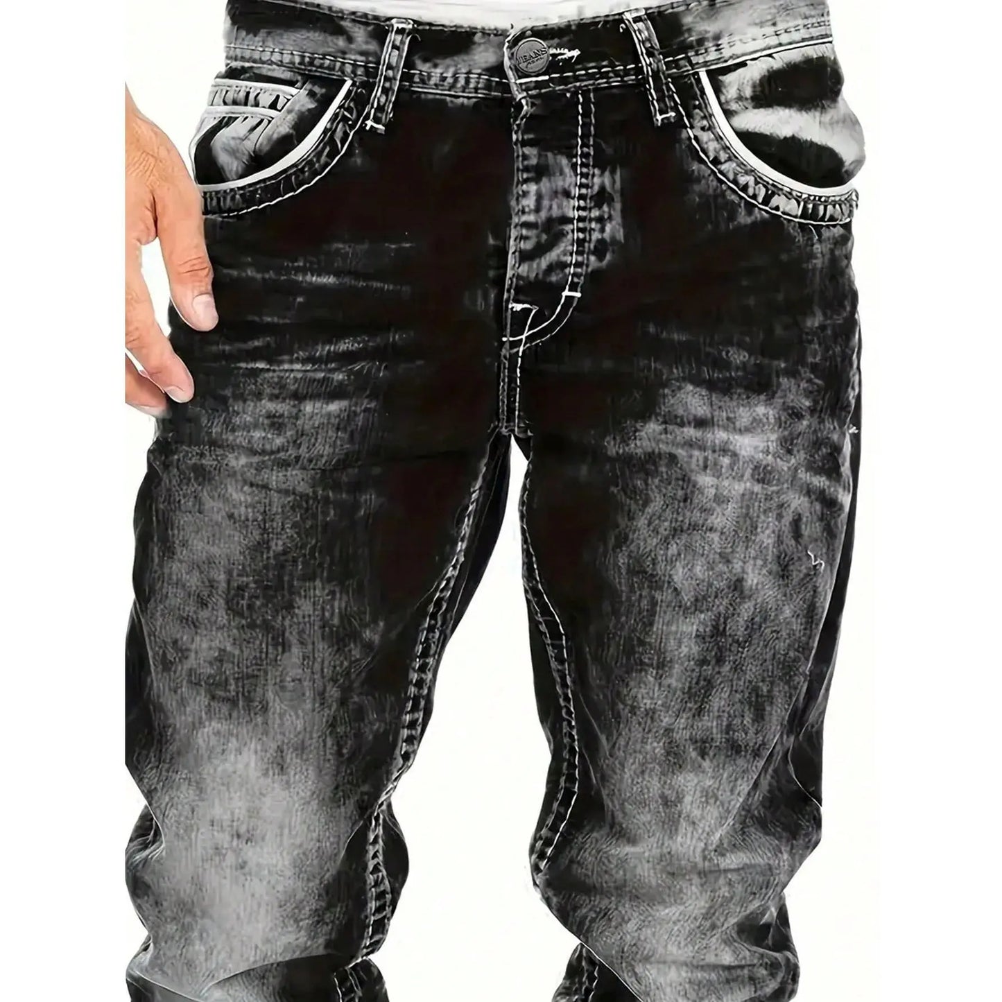 👖 Pánské kreativní volné džíny s vintage efektem – pohodlí + streetwear styl