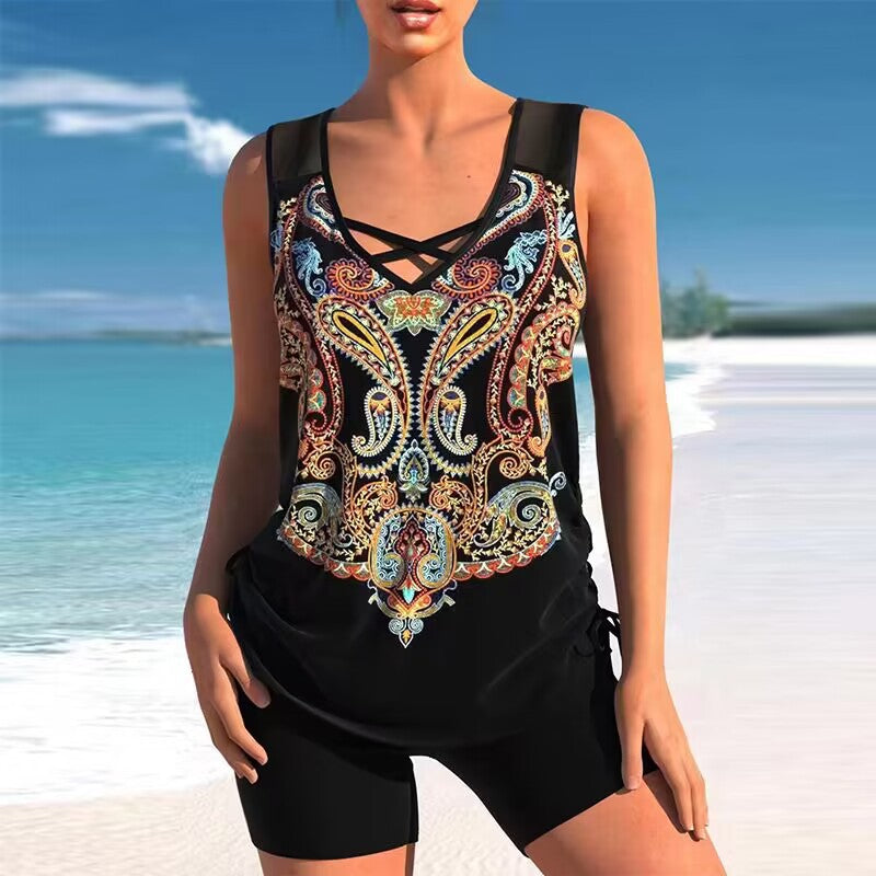 🩱【S-5XL】Dvoudílné plavky s etnickým potiskem 🌊