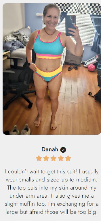 🔥🎁Novinka: 50% SLEVA🔥🌼 Třídílné sportovní bikiny z nylonu s barevnými bloky – vysoký pas se zeštíhlujícím efektem na břicho 👙