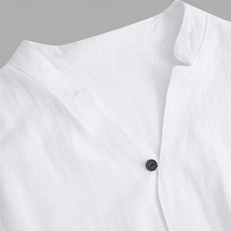 👔 Pánská dvoudílná sada tričko + kalhoty z bavlny a lnu – prodyšná a elegantní na léto