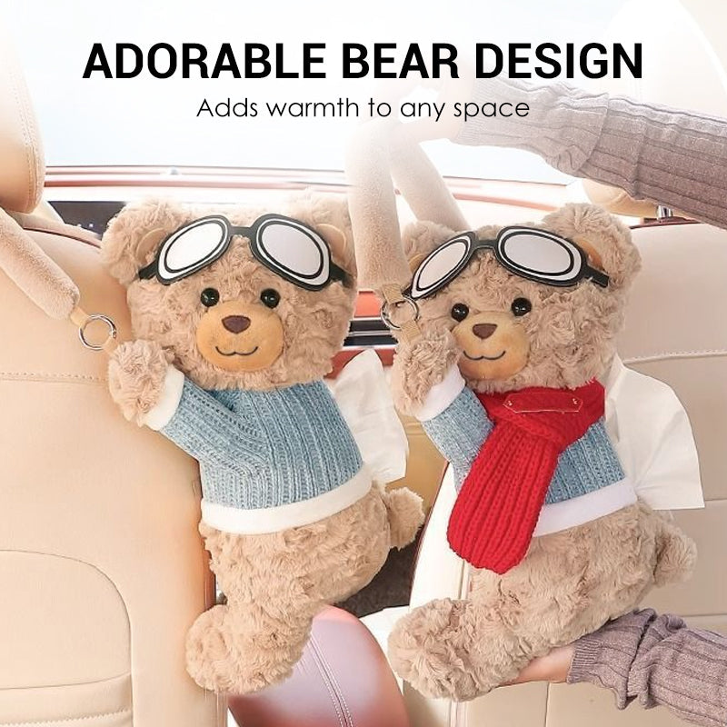 🐻 Plyšový medvídek – držák na kapesníky do auta! Roztomilý a praktický! 🚗
