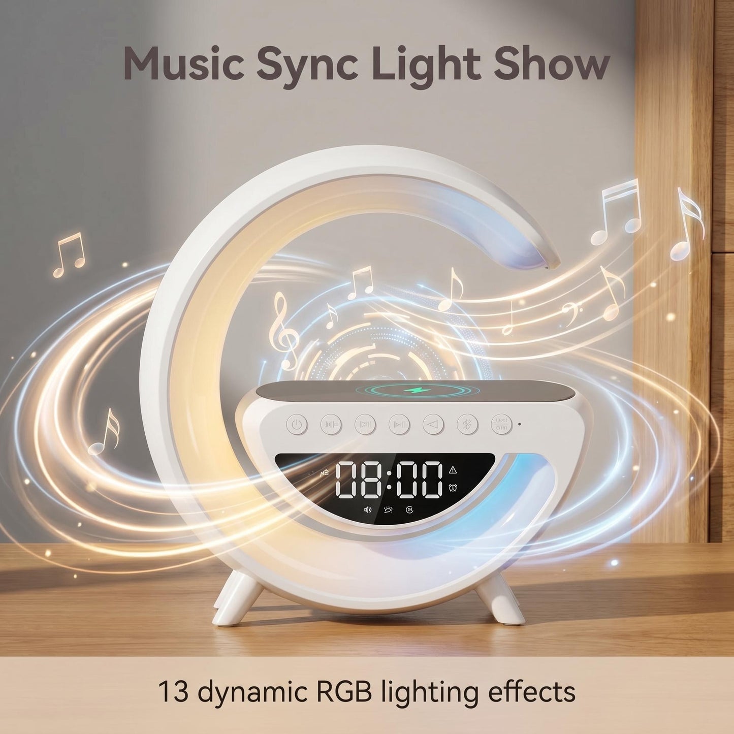 Reproduktorová lampa Crescent Moon RGB s bezdrátovou nabíječkou