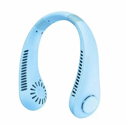 Přenosný mini ventilátor na krk, dobíjecí přes USB, bezlopatkový, s 3 rychlostmi a silným proudem vzduchu