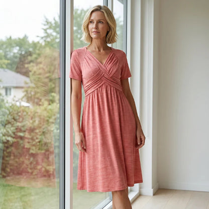 【S–3XL】👗Dámské dlouhé šaty s výstřihem do V a krátkými rukávy