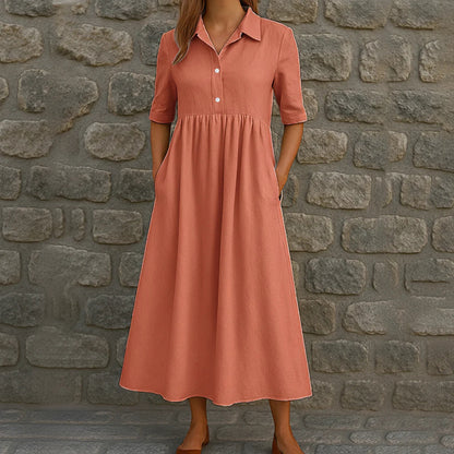 👗 Dámské ležérní midi šaty s empire pasem a košiličkovým stylem