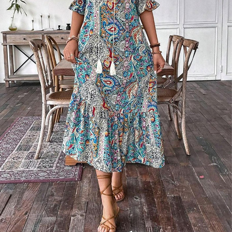 💃Elegantní šaty ve stylu boho s květinovým potiskem
