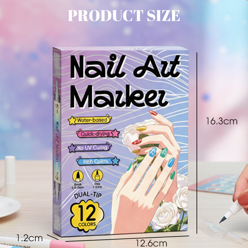 🖌️ Sada fixů na nehty 2v1 – přesná špička + štětec pro dokonalé vzory 💅