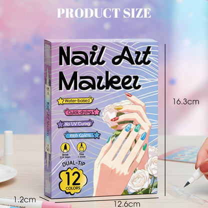 🖌️ Sada fixů na nehty 2v1 – přesná špička + štětec pro dokonalé vzory 💅