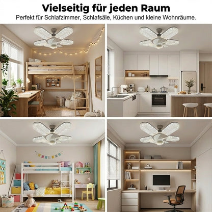 🪭✨LED ventilátorová lampa s 5 lopatkami a krystalovým efektem