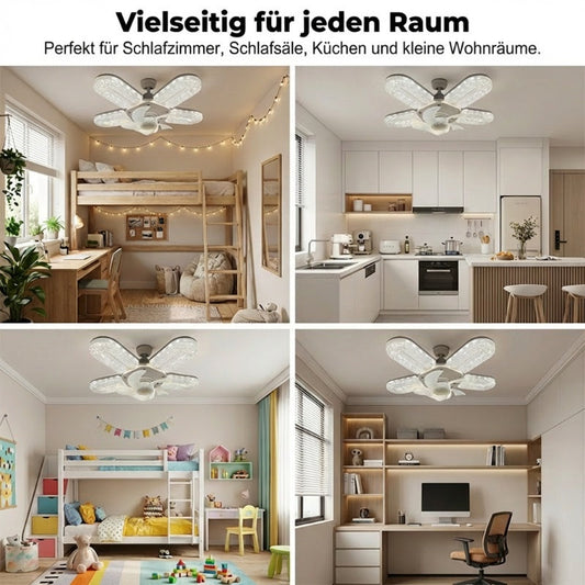 🪭✨LED ventilátorová lampa s 5 lopatkami a krystalovým efektem