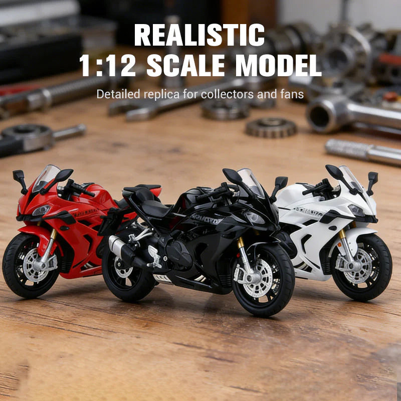 🌟 Model motocyklu v měřítku 1:12 – Interaktivní světla a zvuky! 🏍️