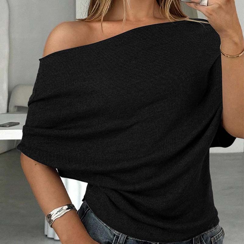 👚 Dámský asymetrický top s netopýřími rukávy – měkký, lichotivý a všestranný