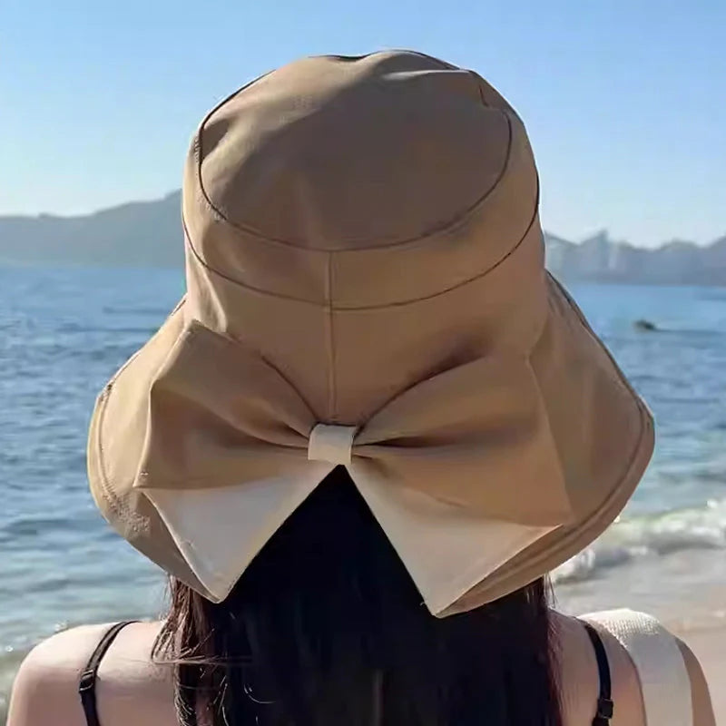 🌞👒 Chraňte si obličej a krk před sluncem – Dámský skládací klobouk se širokou krempou a mašlí – Platba na dobírku