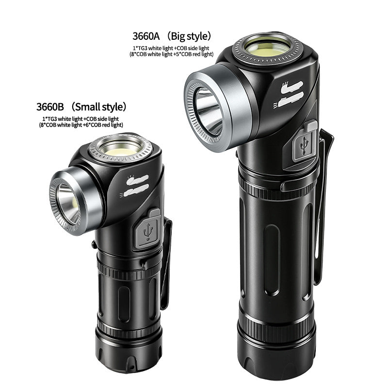 💡🔄 LED čelovka a svítilna s otočnou hlavou 90° + magnet – Univerzální osvětlení! ✨