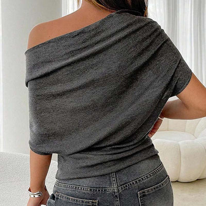 👚 Dámský asymetrický top s netopýřími rukávy – měkký, lichotivý a všestranný