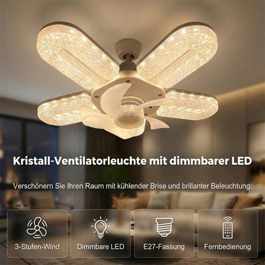 🪭✨LED ventilátorová lampa s 5 lopatkami a krystalovým efektem
