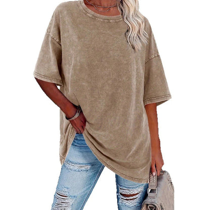 🔥 Novinka 2026-Dámské oversized tričko ve stylu vintage s omytým vzhledem