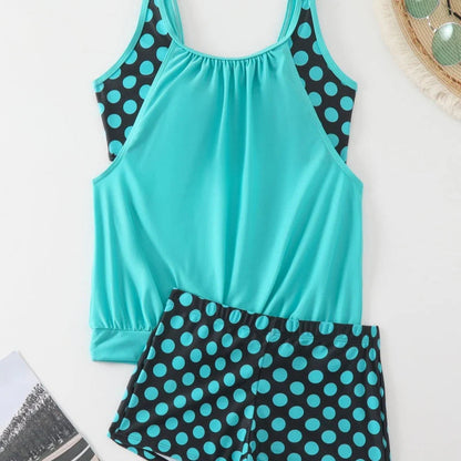 👙 Dvoudílné plavky color-block s puntíky – stylové & pohodlné 💖