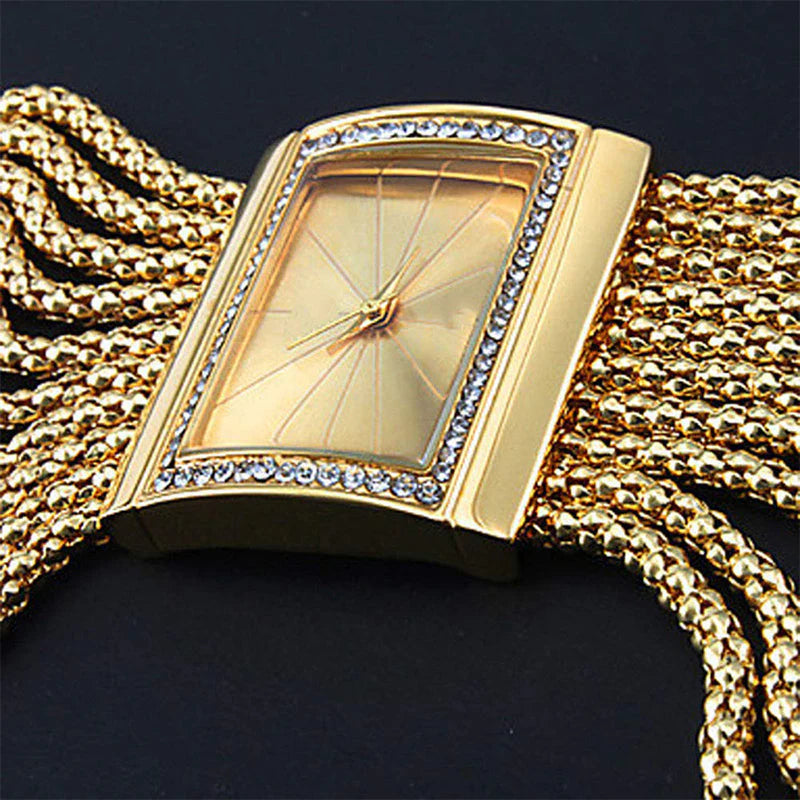 ⌚ Elegantní čtvercové hodinky se štrasovými kamínky a pompony – váš nový oblíbený doplněk!