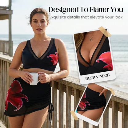 👙🌊BIKINY S VOLÁNKY A SÍŤOVINOU – SE STAHOVACÍMI ŠŇŮRKAMI, LETNÍ STYL