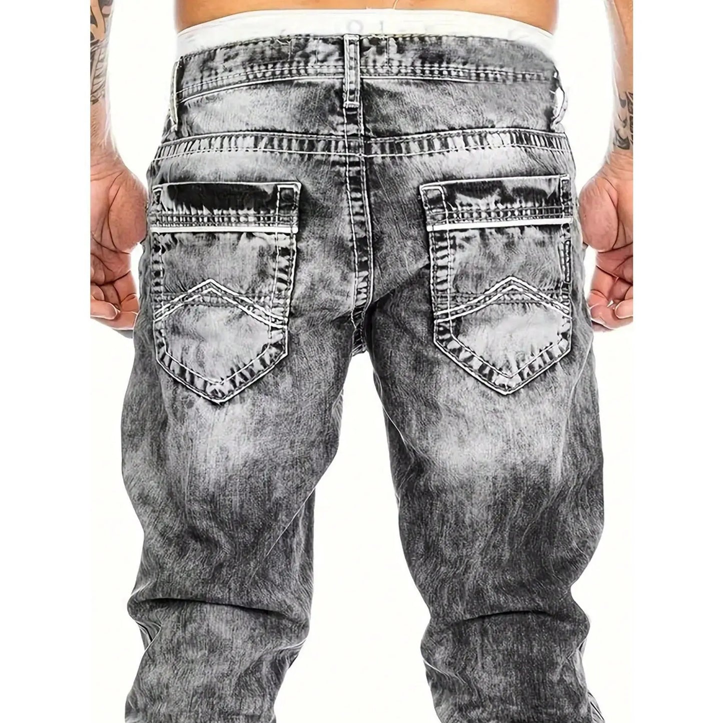 👖 Pánské kreativní volné džíny s vintage efektem – pohodlí + streetwear styl