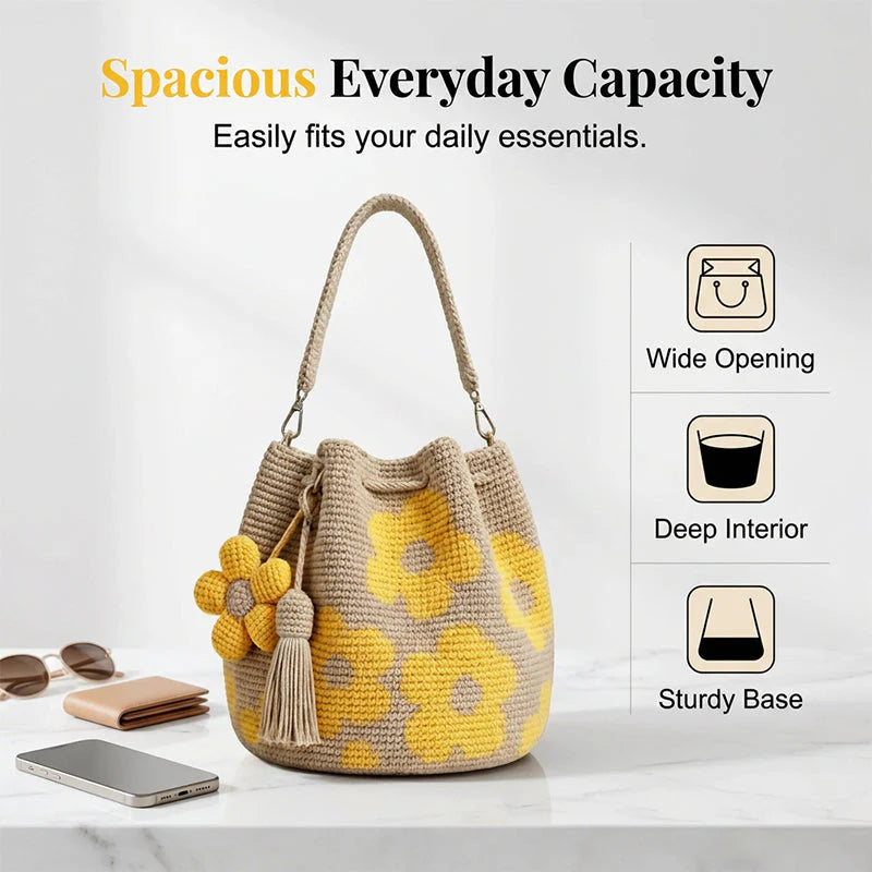 🌼 Háčkovaná bucket taška – boho styl pro léto!