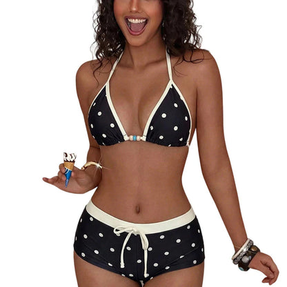 👙 Bikiny s puntíky a pásky kolem krku