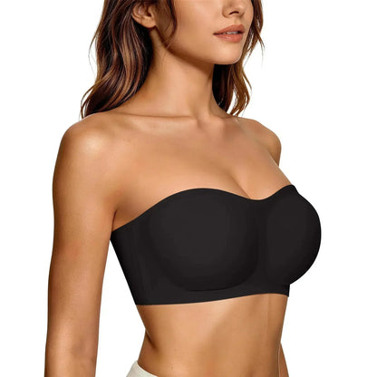 💞Dámské podprsenky bez ramínek, push-up bandeau podprsenky, neklouzavé bezkosticové podprsenky s výztuží, bezešvé pohodlné trubkové podprsenky