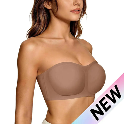 💞Dámské podprsenky bez ramínek, push-up bandeau podprsenky, neklouzavé bezkosticové podprsenky s výztuží, bezešvé pohodlné trubkové podprsenky