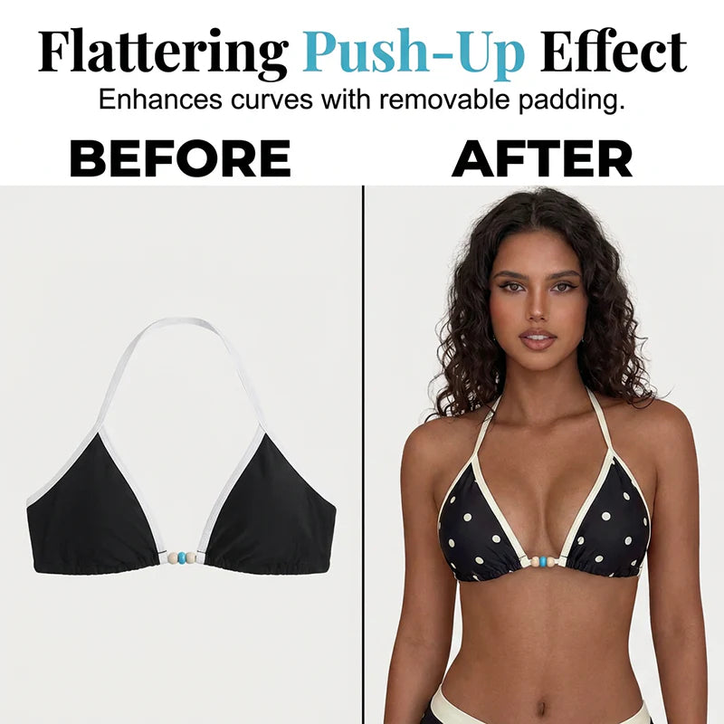 👙 Bikiny s puntíky a pásky kolem krku