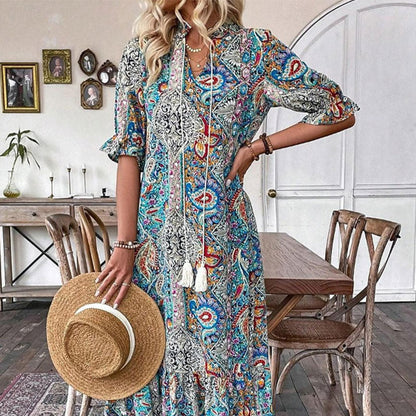 💃Elegantní šaty ve stylu boho s květinovým potiskem