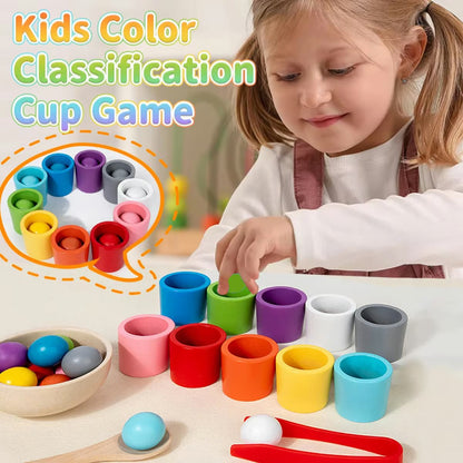 🌈 Duhové kuličky v kelímcích – Montessori hračka pro učení a zábavu! ✨