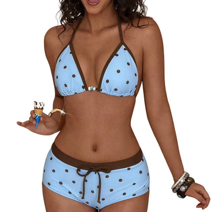 👙 Bikiny s puntíky a pásky kolem krku