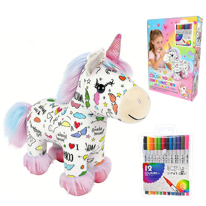 🦄 Sada na vybarvení plyšového jednorožce – omyvatelný a znovu použitelný! 🎨