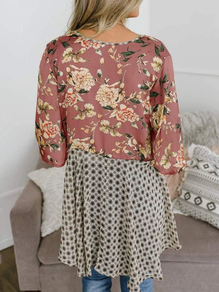 🌸Dámský kardigan s květinovým vzorem, volánkovými rukávy a vázáním vpředu – vzdušné, volné svršky v boho stylu